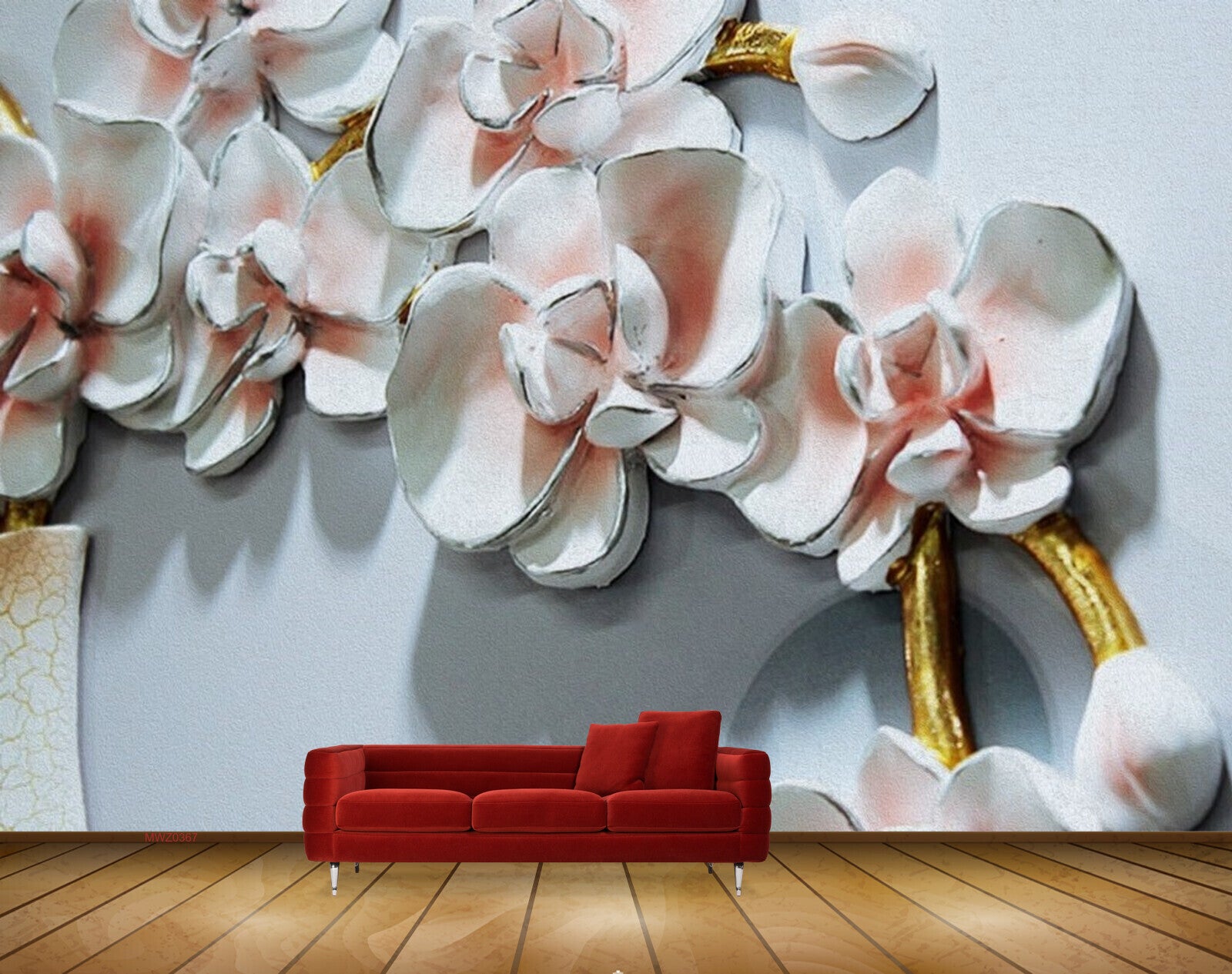 Avikalp MWZ0367 White Pink Flowers 3D HD Wallpaper