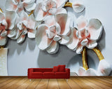 Avikalp MWZ0367 White Pink Flowers 3D HD Wallpaper