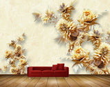 Avikalp MWZ0370 Yellow White Flowers Butterflies 3D HD Wallpaper