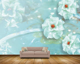 Avikalp MWZ0380 Skyblue White Flowers 3D HD Wallpaper