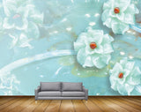 Avikalp MWZ0380 Skyblue White Flowers 3D HD Wallpaper