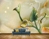 Avikalp MWZ0382 Green Yellow Flowers Leaves 3D HD Wallpaper