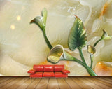Avikalp MWZ0382 Green Yellow Flowers Leaves 3D HD Wallpaper