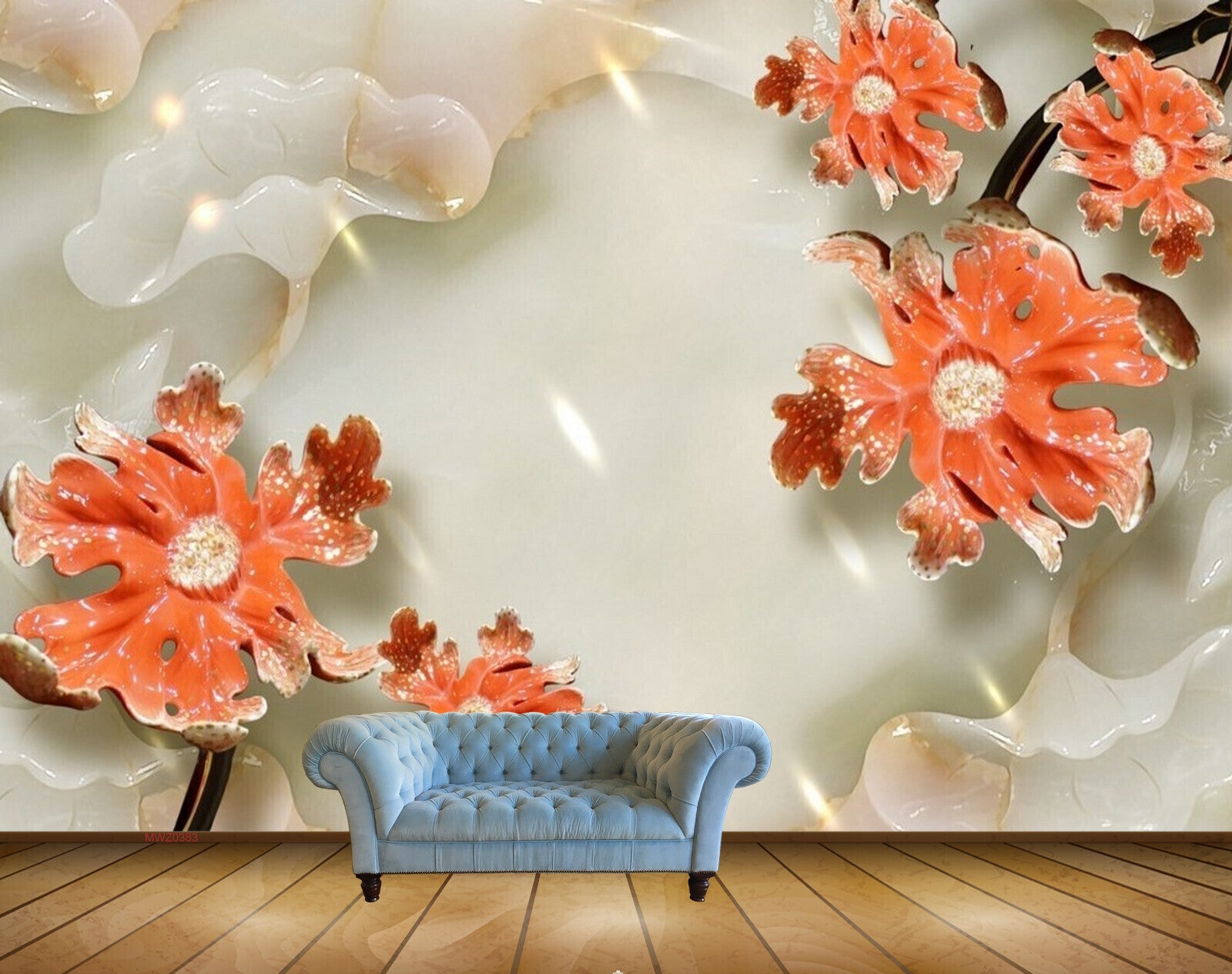 Avikalp MWZ0383 Orange White Flowers HD Wallpaper