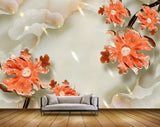 Avikalp MWZ0383 Orange White Flowers 3D HD Wallpaper