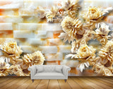 Avikalp MWZ0384 White Yellow Flowers Leaves 3D HD Wallpaper