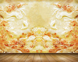 Avikalp MWZ0390 Orange Flowers White Yellow Fishes 3D HD Wallpaper