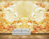 Avikalp MWZ0390 Orange Flowers White Yellow Fishes 3D HD Wallpaper