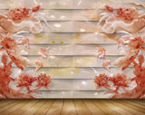 Avikalp MWZ0393 Red Flowers White Fishes 3D HD Wallpaper