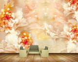 Avikalp MWZ0395 White Orange Flowers Leaves HD Wallpaper