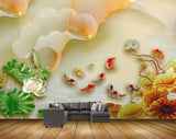 Avikalp MWZ0399 Orange White Flowers Fishes Leaves HD Wallpaper