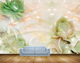 Avikalp MWZ0402 Pistagreen White Flowers HD Wallpaper