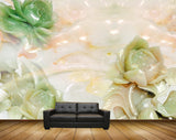 Avikalp MWZ0402 Pistagreen White Flowers 3D HD Wallpaper