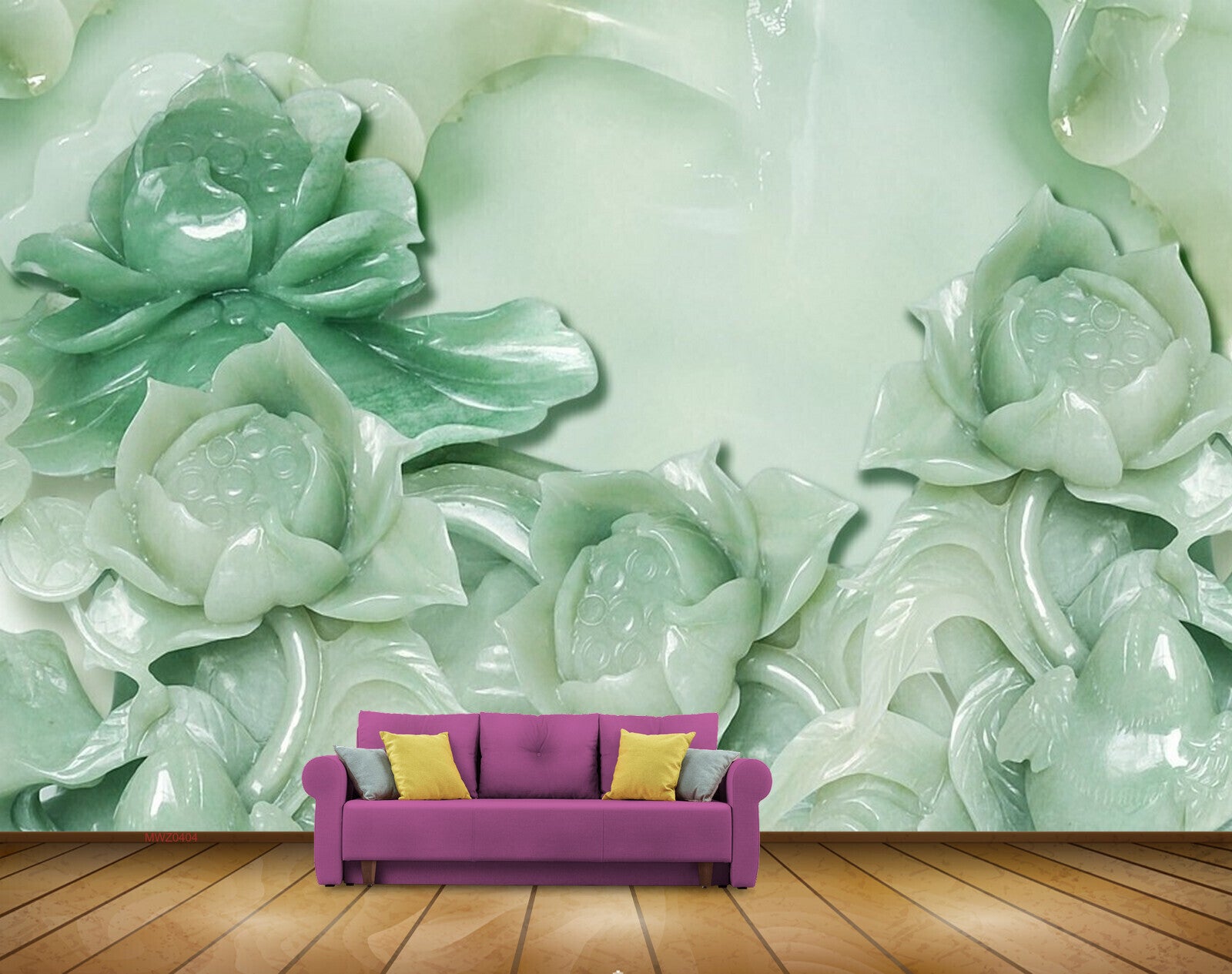 Avikalp MWZ0404 Green White Flowers HD Wallpaper