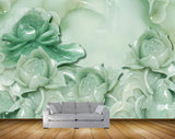 Avikalp MWZ0404 Green White Flowers 3D HD Wallpaper