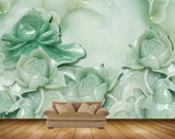 Avikalp MWZ0404 Green White Flowers 3D HD Wallpaper