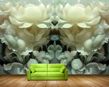 Avikalp MWZ0405 Cream Whitie Flowers 3D HD Wallpaper