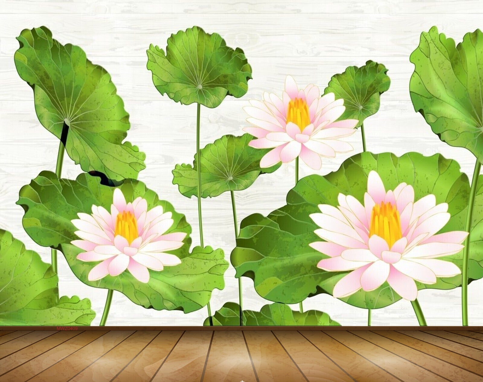 Avikalp MWZ0409 White Pink Flowers Leaves 3D HD Wallpaper