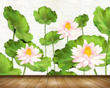 Avikalp MWZ0409 White Pink Flowers Leaves 3D HD Wallpaper