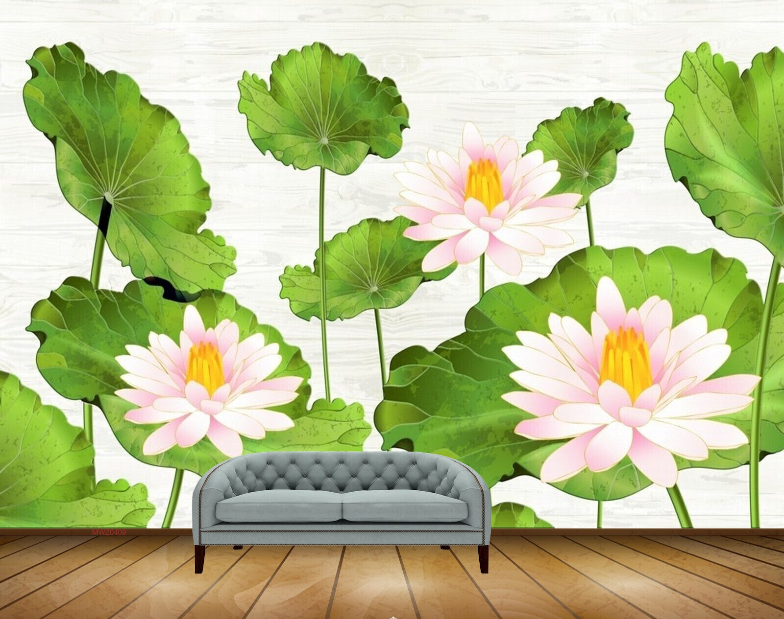 Avikalp MWZ0409 White Pink Flowers Leaves 3D HD Wallpaper