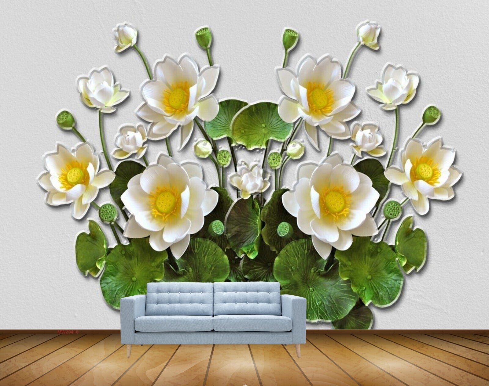 Avikalp MWZ0410 White Yellow Flowers Leaves 3D HD Wallpaper