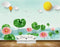 Avikalp MWZ0412 Pink Flowers Parachute Sun Clouds Birds HD Wallpaper