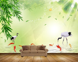 Avikalp MWZ0421 Fishes Swans Trees Butterfly Sunrays 3D HD Wallpaper