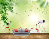 Avikalp MWZ0421 Fishes Swans Trees Butterfly Sunrays 3D HD Wallpaper