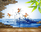 Avikalp MWZ0428 Fishes Water Leaves Stones 3D HD Wallpaper