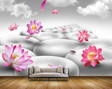 Avikalp MWZ0431 Pink Red Flowers Stones Clouds HD Wallpaper