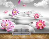 Avikalp MWZ0431 Pink Red Flowers Stones Clouds 3D HD Wallpaper