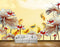 Avikalp MWZ0441 Red White Flowers Leaves Fishes HD Wallpaper