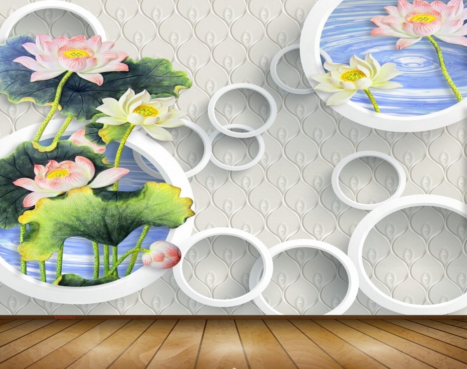 Avikalp MWZ0442 Pink White Flowers Leaves 3D HD Wallpaper