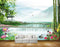 Avikalp MWZ0446 Pink Lotus Flowers Swans Birds Fishes Trees HD Wallpaper