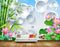 Avikalp MWZ0447 Pink Lotus Flowers Fishes Trees Butterflies Ducks HD Wallpaper