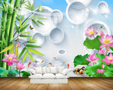 Avikalp MWZ0447 Pink Lotus Flowers Fishes Trees Butterflies Ducks 3D HD Wallpaper