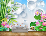 Avikalp MWZ0447 Pink Lotus Flowers Fishes Trees Butterflies Ducks 3D HD Wallpaper