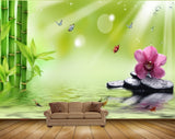 Avikalp MWZ0448 Pink Flower Stones Butterflies Fishes Trees HD Wallpaper
