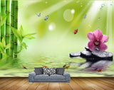 Avikalp MWZ0448 Pink Flower Stones Butterflies Fishes Trees 3D HD Wallpaper