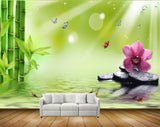 Avikalp MWZ0448 Pink Flower Stones Butterflies Fishes Trees 3D HD Wallpaper