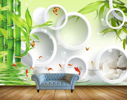Avikalp MWZ0450 Fishes Butterflies Trees Water HD Wallpaper