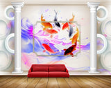Avikalp MWZ0451 Red Black Orange Fishes 3D HD Wallpaper