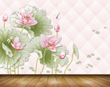 Avikalp MWZ0458 Pink White Flowers Leaves Butterflies 3D HD Wallpaper