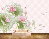 Avikalp MWZ0458 Pink White Flowers Leaves Butterflies 3D HD Wallpaper