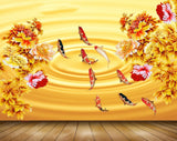 Avikalp MWZ0463 Orange Red Flowers Fishes 3D HD Wallpaper