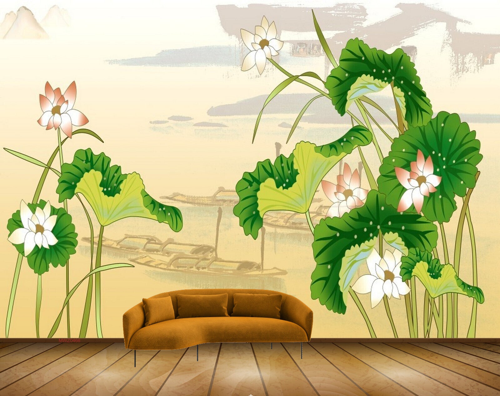 Avikalp MWZ0466 Coralpink White Flowers Greenary 3D HD Wallpaper