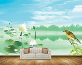 Avikalp MWZ0469 Bird White Lotus Flowers River Sky Trees HD Wallpaper