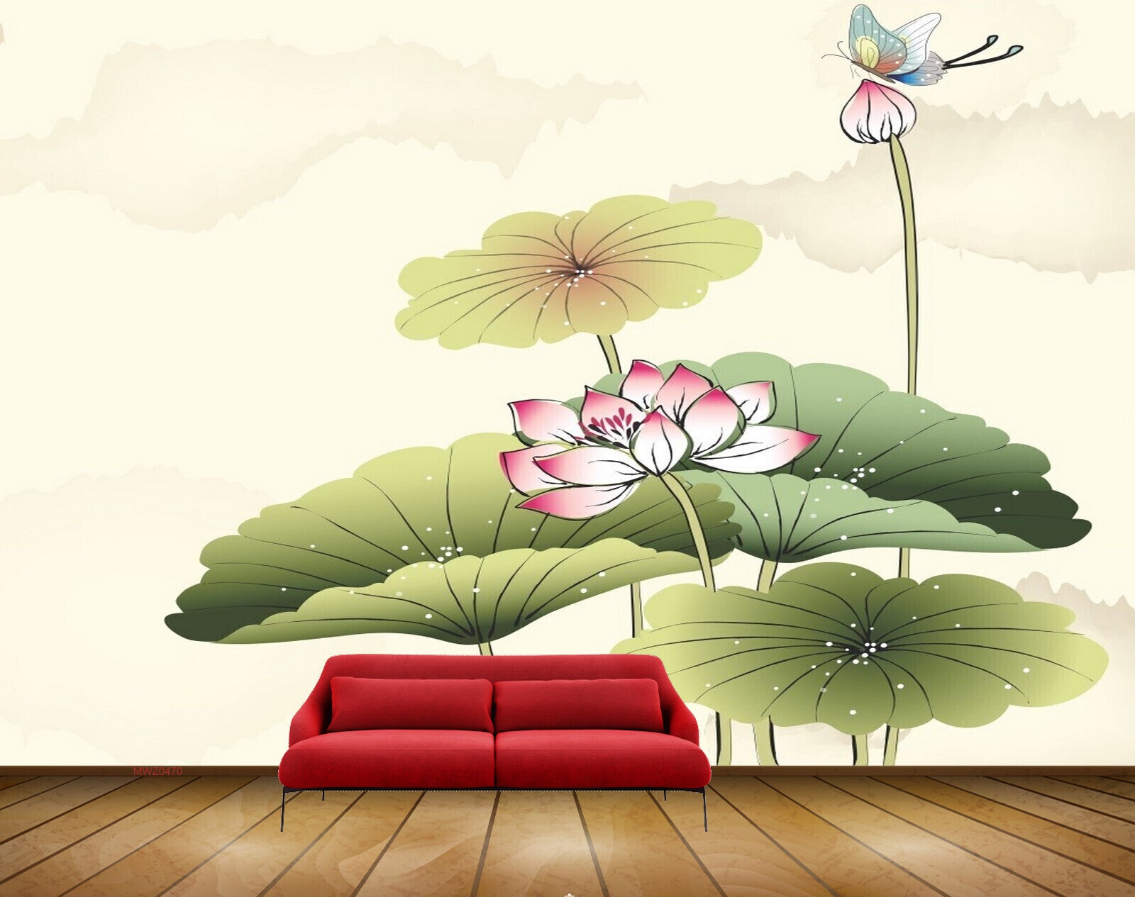 Avikalp MWZ0470 White Pink Yellow Flowers Leaves Butterfly HD Wallpaper