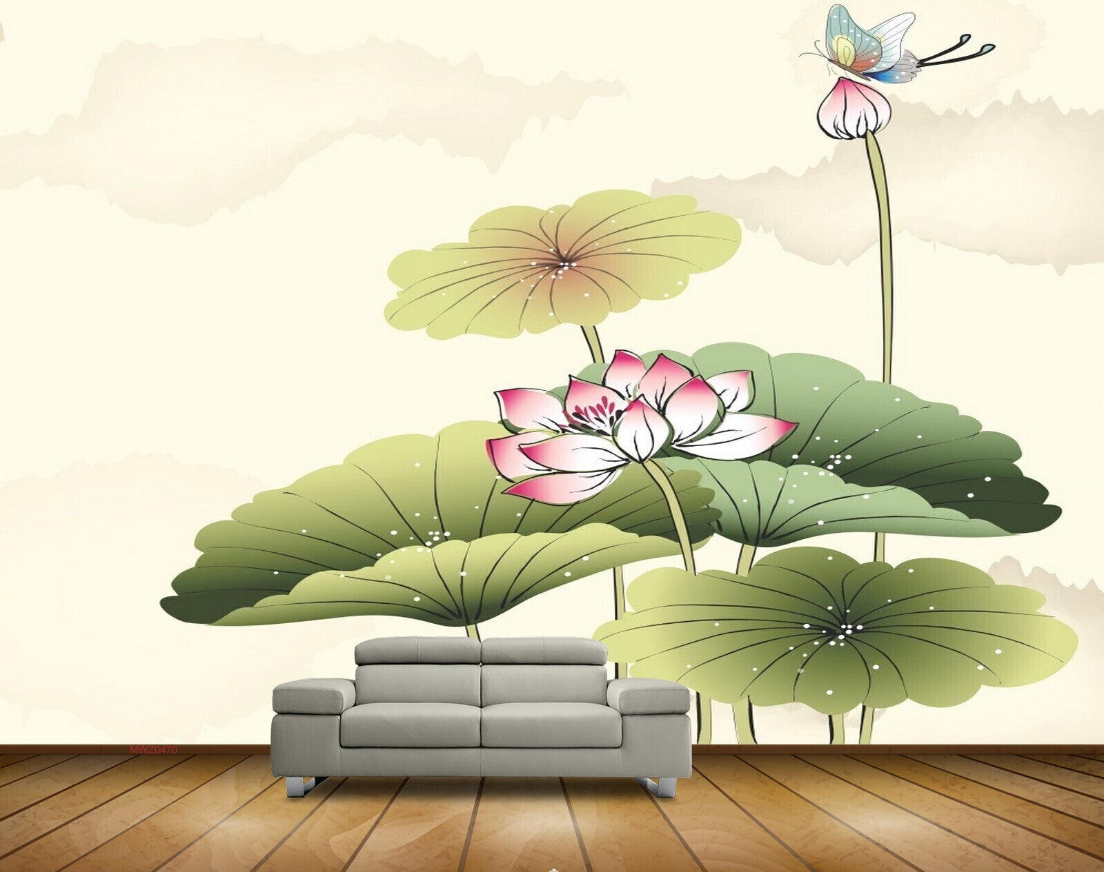 Avikalp MWZ0470 White Pink Yellow Flowers Leaves Butterfly 3D HD Wallpaper