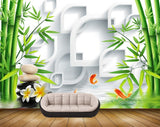Avikalp MWZ0477 White Flowers Fishes Trees Stones 3D HD Wallpaper